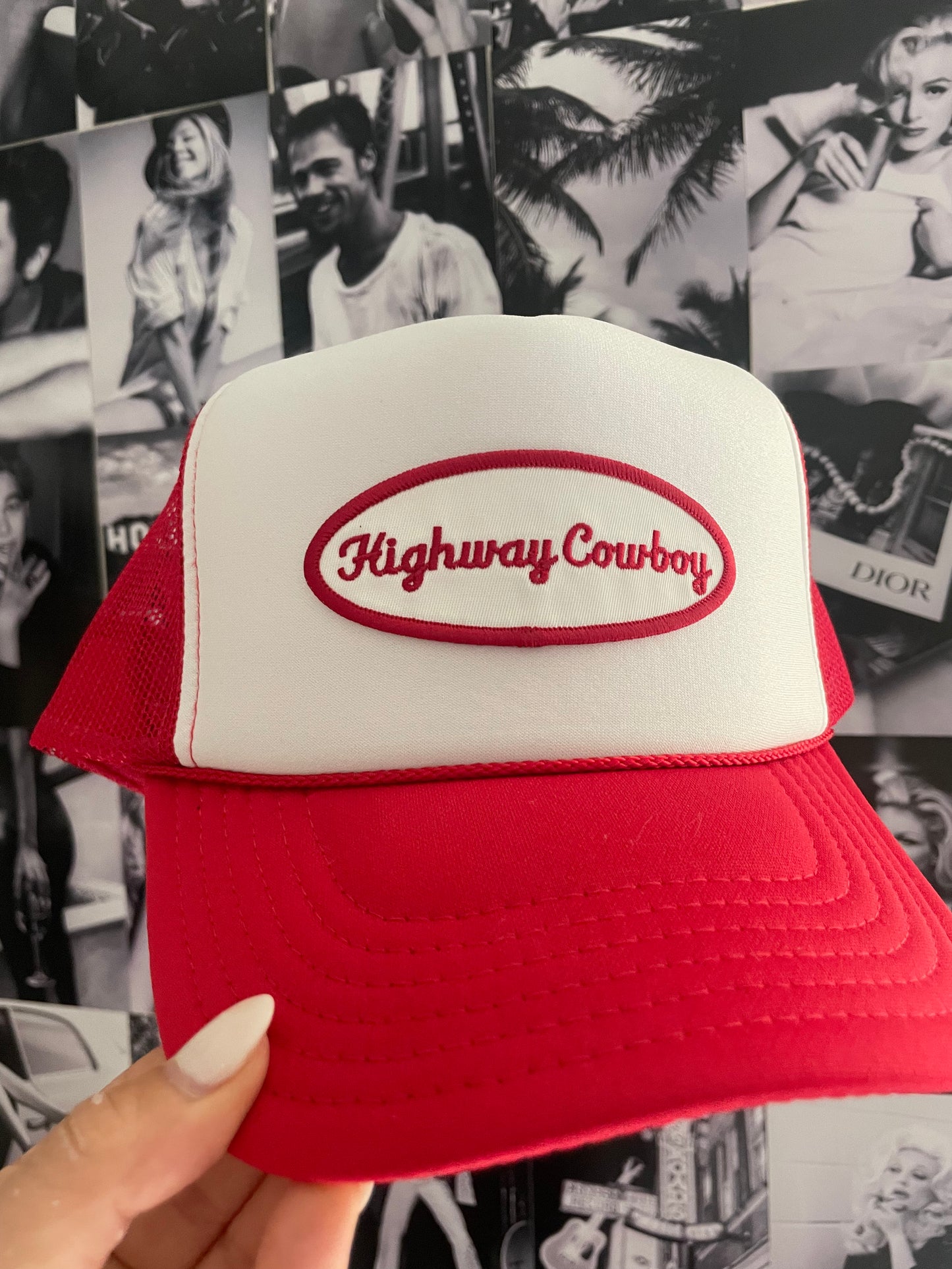Highway Cowboy Patch Hat- White and Red